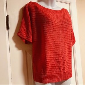 Ralph Lauren LINEN Knit Coral SL Sweater- Lg